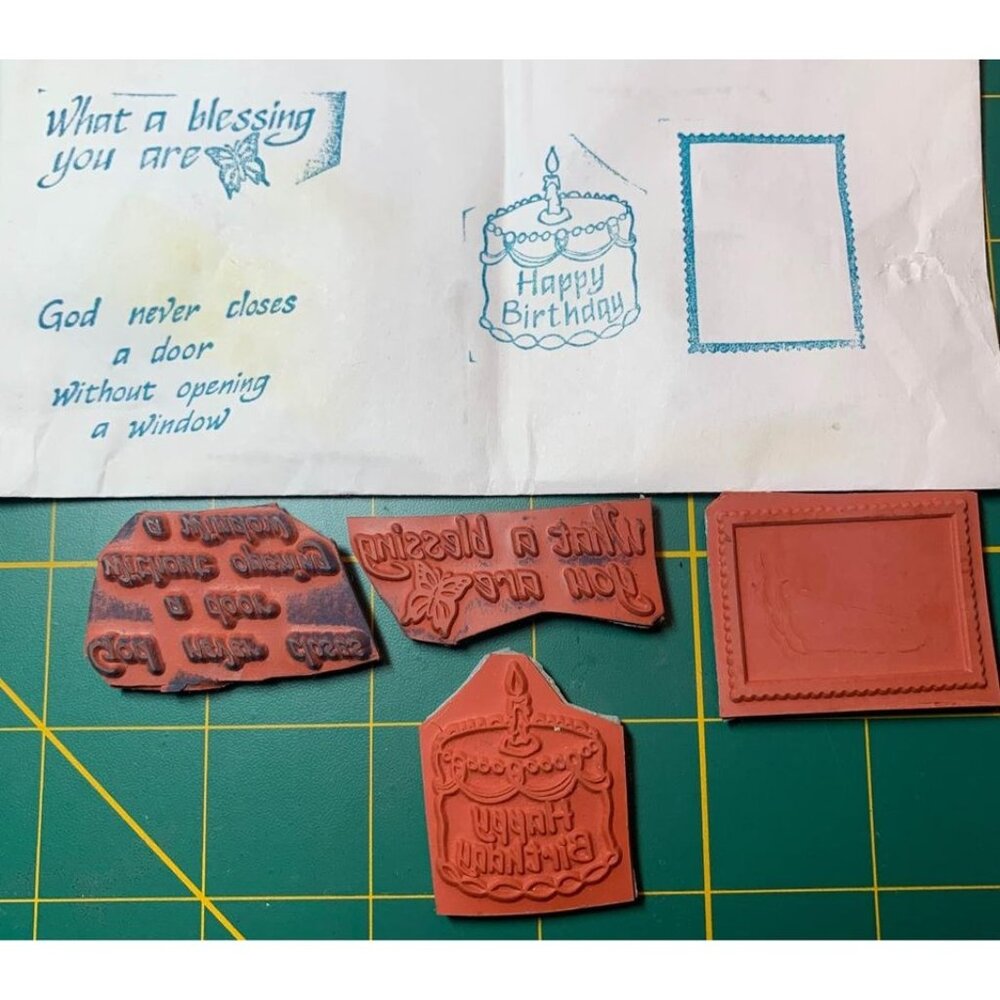 What A Blessing Rubber Stamp Set Unmounted by Lindys Stamp Gang Fun Set & Frame